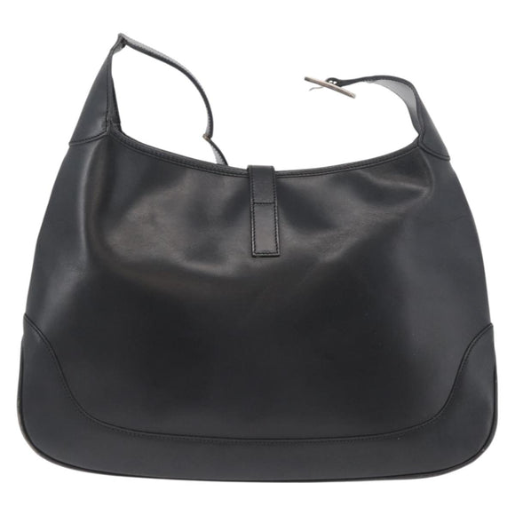 GUCCI Jackie Shoulder Bag Leather Black Silver 001 3346 Auth BAZ280