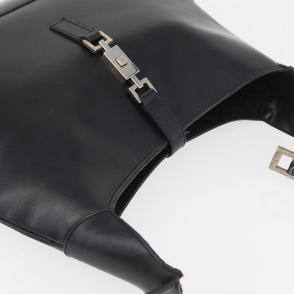 GUCCI Jackie Shoulder Bag Leather Black Silver 001 3346 Auth BAZ280