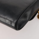 CELINE Chain Shoulder Bag Leather Black Gold Auth BAZ281-17