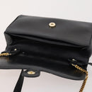CELINE Chain Shoulder Bag Leather Black Gold Auth BAZ281-10