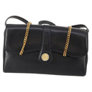 CELINE Chain Shoulder Bag Leather Black Gold Auth BAZ281-13