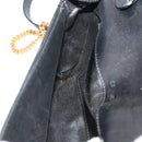 CELINE Chain Shoulder Bag Leather Black Gold Auth BAZ281-21