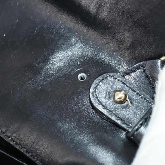 CELINE Chain Shoulder Bag Leather Black Gold Auth BAZ281