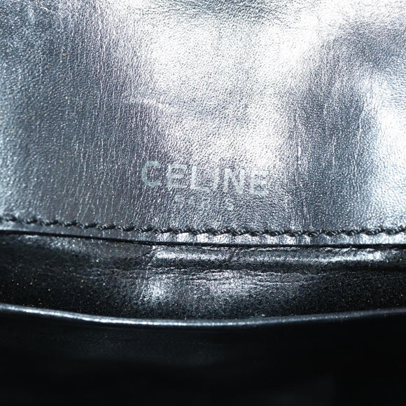 CELINE Chain Shoulder Bag Leather Black Gold Auth BAZ281