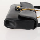 CELINE Chain Shoulder Bag Leather Black Gold Auth BAZ281-3