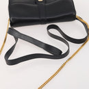 CELINE Chain Shoulder Bag Leather Black Gold Auth BAZ281-9