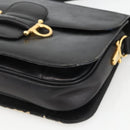 CELINE Shoulder Bag Leather Black Gold Auth BAZ288-14