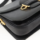 CELINE Shoulder Bag Leather Black Gold Auth BAZ288-15