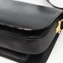 CELINE Shoulder Bag Leather Black Gold Auth BAZ288-16