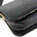 CELINE Shoulder Bag Leather Black Gold Auth BAZ288-9