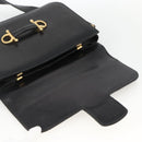 CELINE Shoulder Bag Leather Black Gold Auth BAZ288-17