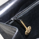 CELINE Shoulder Bag Leather Black Gold Auth BAZ288-22