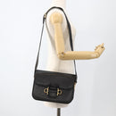 CELINE Shoulder Bag Leather Black Gold Auth BAZ288-27
