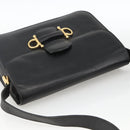 CELINE Shoulder Bag Leather Black Gold Auth BAZ288-6