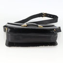 CELINE Shoulder Bag Leather Black Gold Auth BAZ288-5