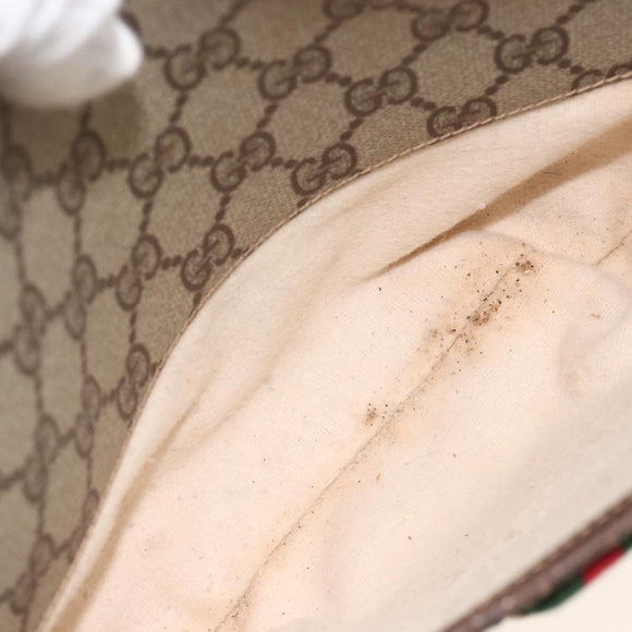 GUCCI GG Supreme Web Sherry Line Bag PVC Beige Gold 164 02 077 Auth BAZ289