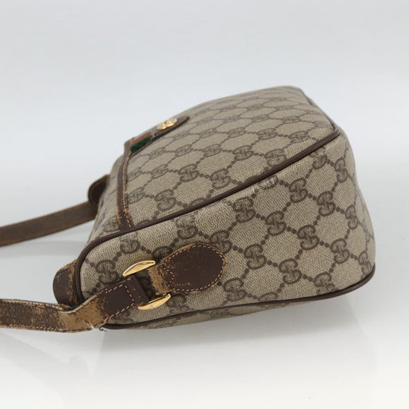 GUCCI GG Supreme Web Sherry Line Bag PVC Beige Gold 164 02 077 Auth BAZ289