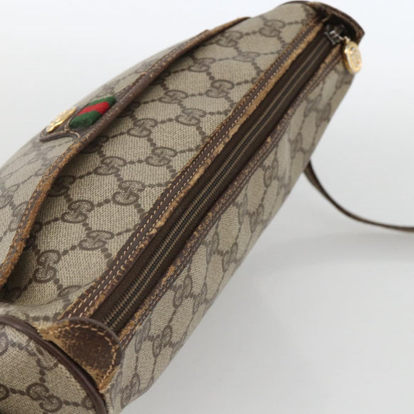 GUCCI GG Supreme Web Sherry Line Bag PVC Beige Gold 164 02 077 Auth BAZ289