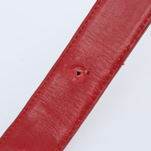 GUCCI Belt Leather 39.4"" Red Gold Auth BAZ292