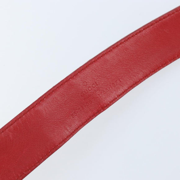 GUCCI Belt Leather 39.4"" Red Gold Auth BAZ292