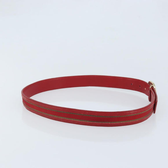 GUCCI Belt Leather 39.4"" Red Gold Auth BAZ292