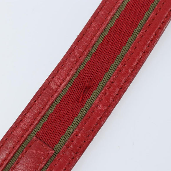 GUCCI Belt Leather 39.4"" Red Gold Auth BAZ292