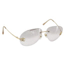 CHANEL Sunglasses metal Gold CC Auth BAZ294-1