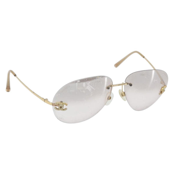 CHANEL Sunglasses metal Gold CC Auth BAZ294
