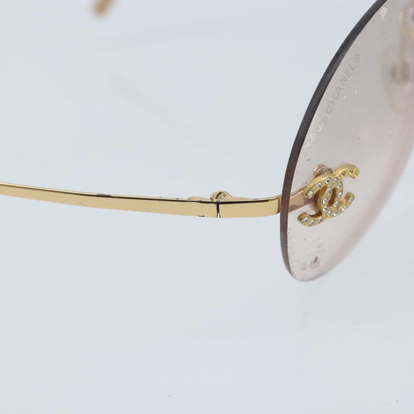 CHANEL Sunglasses metal Gold CC Auth BAZ294