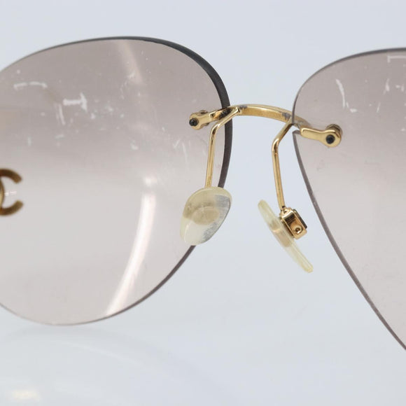CHANEL Sunglasses metal Gold CC Auth BAZ294