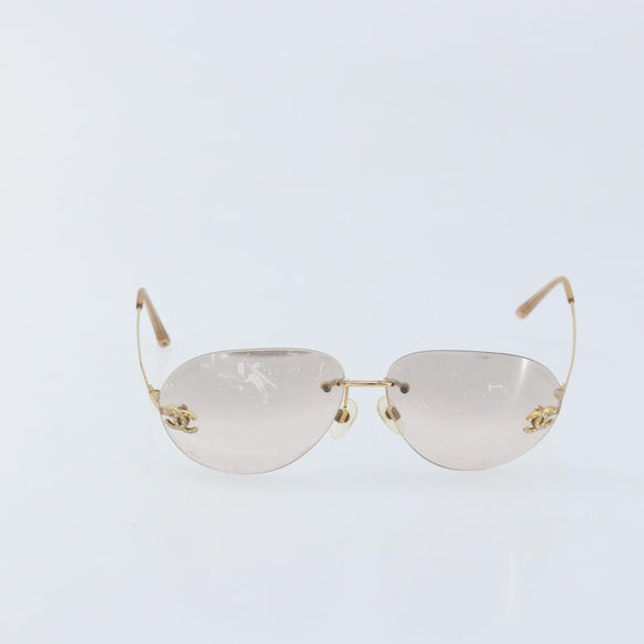CHANEL Sunglasses metal Gold CC Auth BAZ294