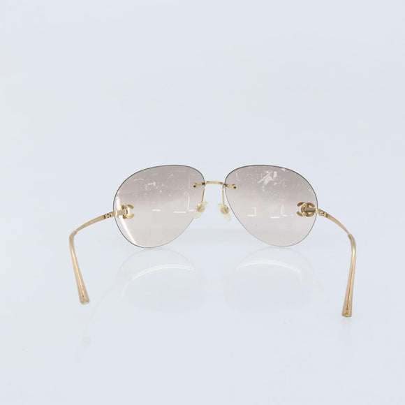 CHANEL Sunglasses metal Gold CC Auth BAZ294