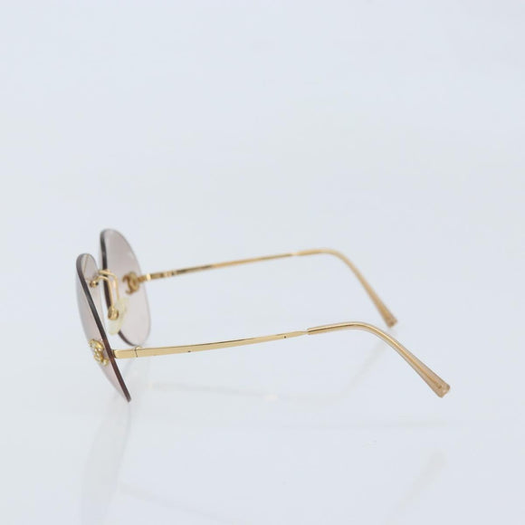 CHANEL Sunglasses metal Gold CC Auth BAZ294