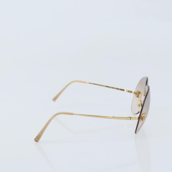 CHANEL Sunglasses metal Gold CC Auth BAZ294