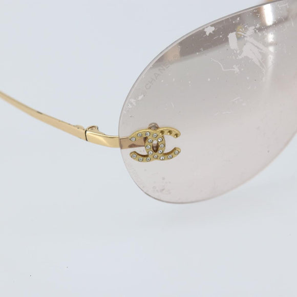 CHANEL Sunglasses metal Gold CC Auth BAZ294