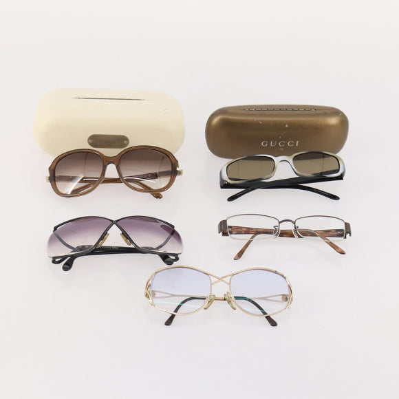 Christian Dior gucci chloe Glasses Sunglasses metal 5 Set Brown Auth BAZ299