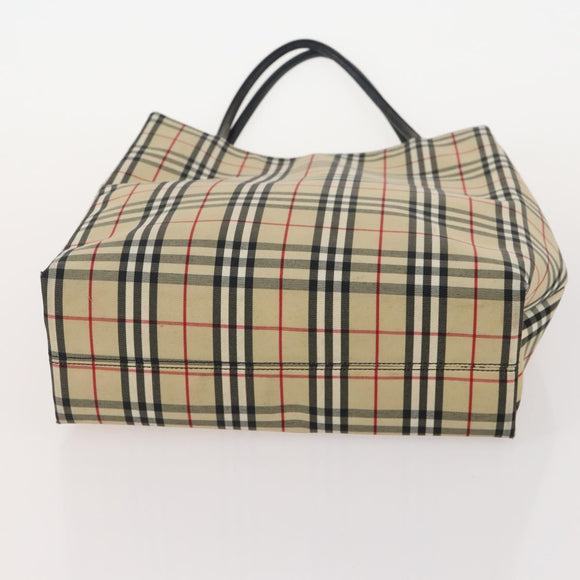 Burberrys Hermes Nova Check Hand Bag Canvas nylon 4 Set Beige Gray Auth BAZ311
