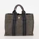 Burberrys Hermes Nova Check Hand Bag Canvas nylon 4 Set Beige Gray Auth BAZ311-15