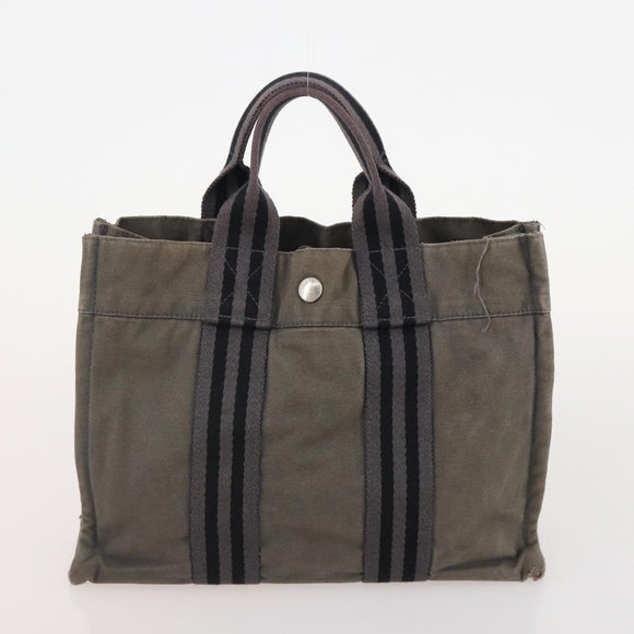 Burberrys Hermes Nova Check Hand Bag Canvas nylon 4 Set Beige Gray Auth BAZ311