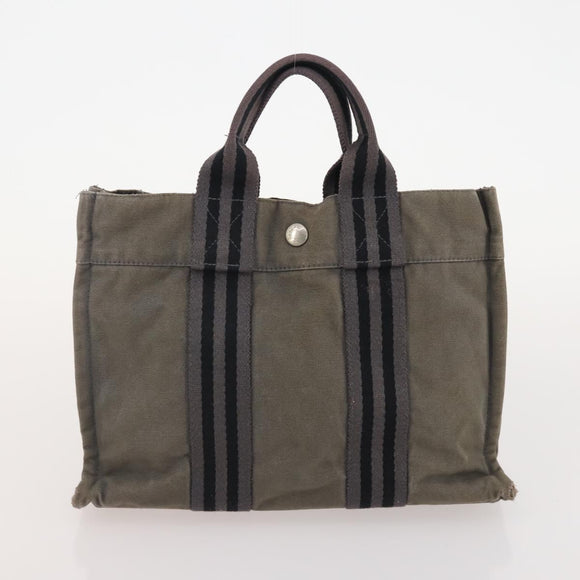 Burberrys Hermes Nova Check Hand Bag Canvas nylon 4 Set Beige Gray Auth BAZ311