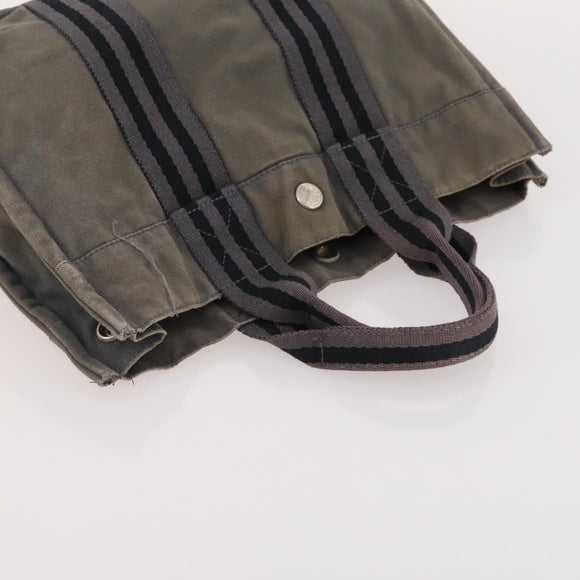 Burberrys Hermes Nova Check Hand Bag Canvas nylon 4 Set Beige Gray Auth BAZ311