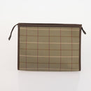Burberrys Hermes Nova Check Hand Bag Canvas nylon 4 Set Beige Gray Auth BAZ311-22