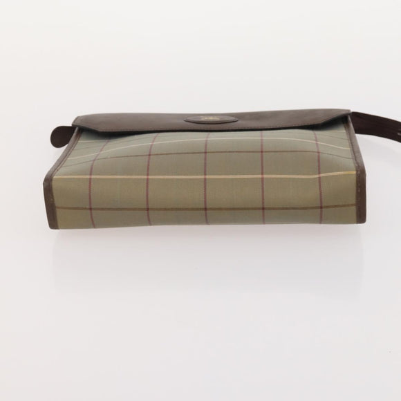 Burberrys Hermes Nova Check Hand Bag Canvas nylon 4 Set Beige Gray Auth BAZ311