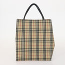 Burberrys Hermes Nova Check Hand Bag Canvas nylon 4 Set Beige Gray Auth BAZ311-9