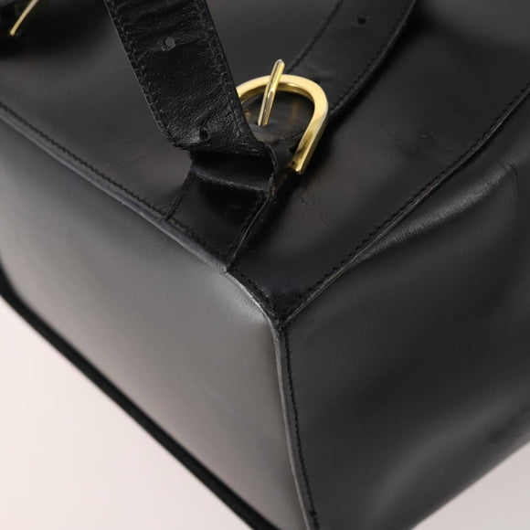 CELINE Backpack Leather Black Gold Auth BAZ409