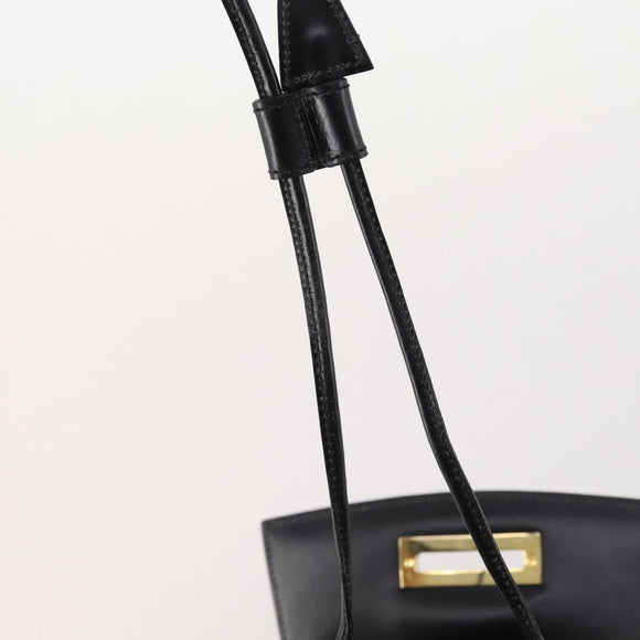 CELINE Backpack Leather Black Gold Auth BAZ409