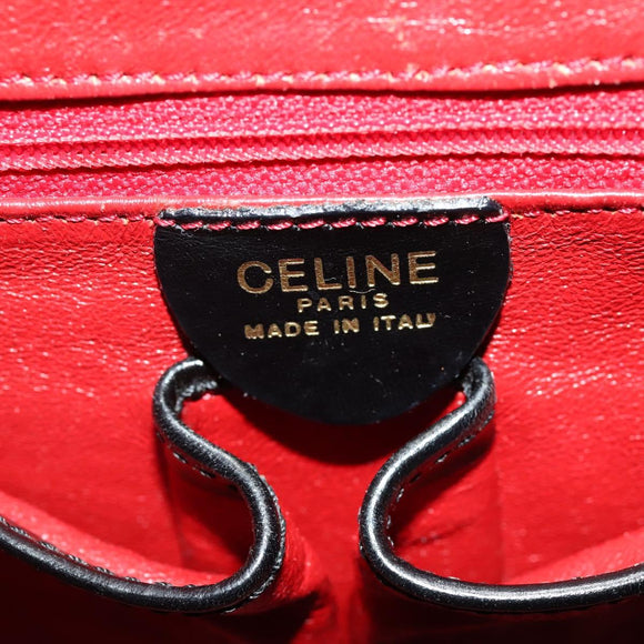 CELINE Backpack Leather Black Gold Auth BAZ409