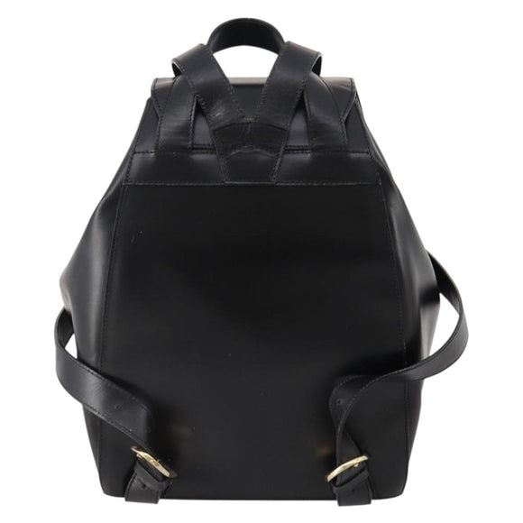 CELINE Backpack Leather Black Gold Auth BAZ409