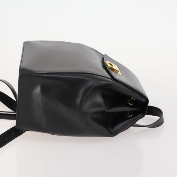 CELINE Backpack Leather Black Gold Auth BAZ409