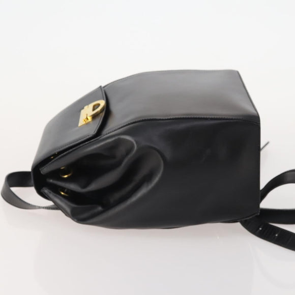 CELINE Backpack Leather Black Gold Auth BAZ409